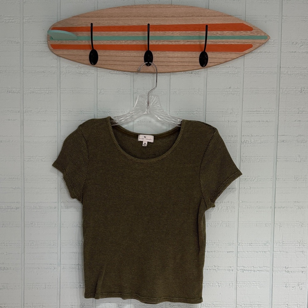 Olive Green Waffle Baby Tee